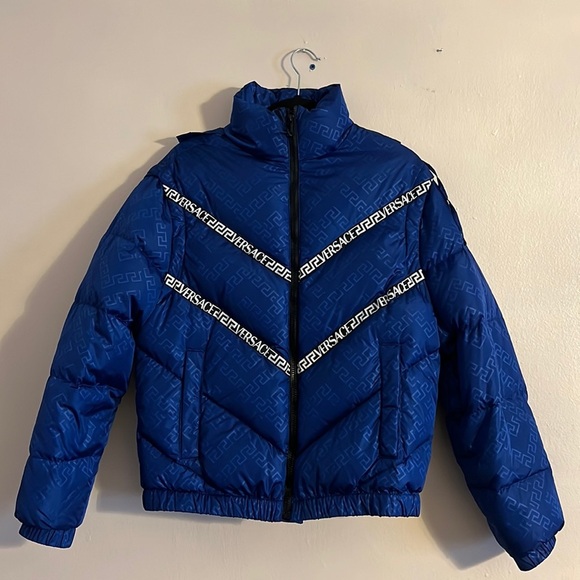 Versace Men’s La Greca medusa logo monogram convertible puffer vest coat NEW - Picture 5 of 12